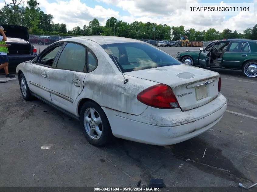 2003 Ford Taurus Ses VIN: 1FAFP55U63G111104 Lot: 39421694