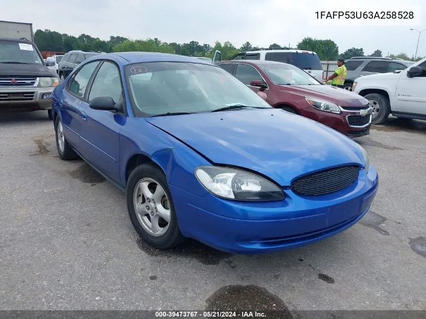 2003 Ford Taurus Se VIN: 1FAFP53U63A258528 Lot: 39473767