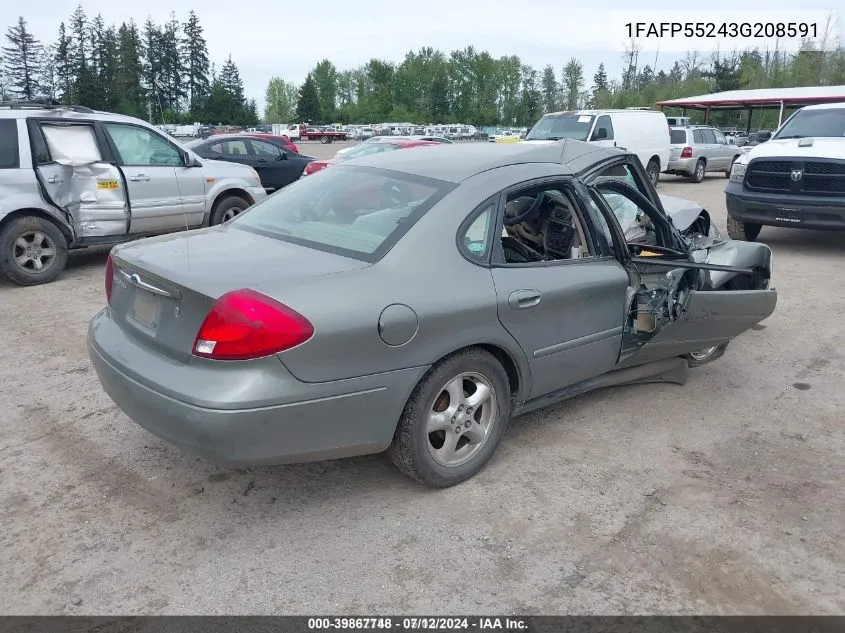 2003 Ford Taurus Ses VIN: 1FAFP55243G208591 Lot: 39867748