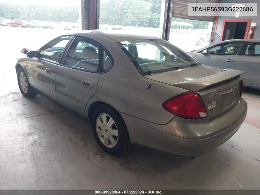 2003 Ford Taurus Sel VIN: 1FAHP56S93G222686 Lot: 39928964