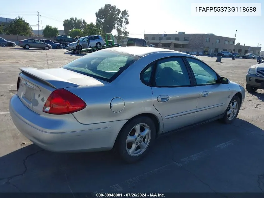 2003 Ford Taurus Ses VIN: 1FAFP55S73G118688 Lot: 39948081