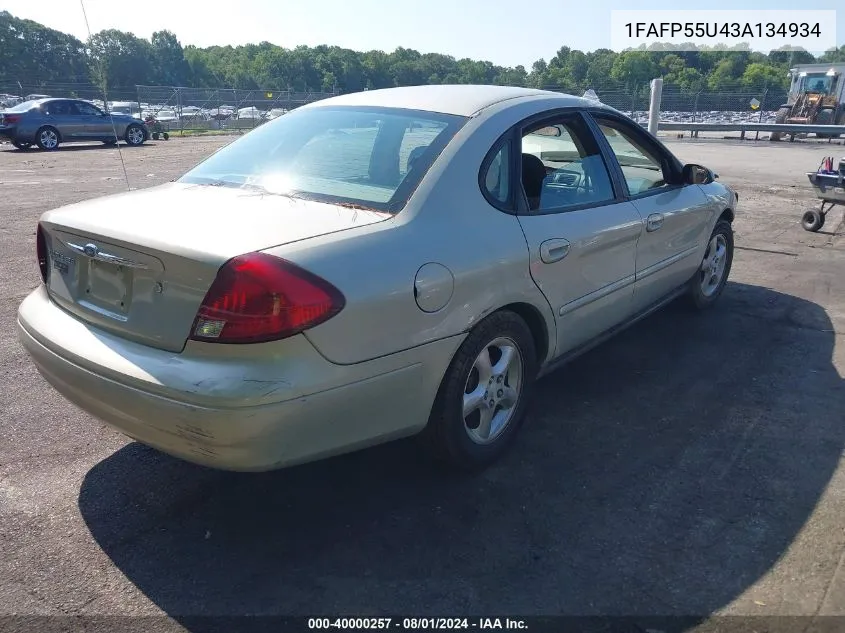 2003 Ford Taurus Ses VIN: 1FAFP55U43A134934 Lot: 40000257