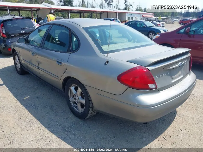 2003 Ford Taurus Ses VIN: 1FAFP55SX3A254946 Lot: 40011559