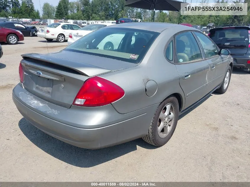 2003 Ford Taurus Ses VIN: 1FAFP55SX3A254946 Lot: 40011559