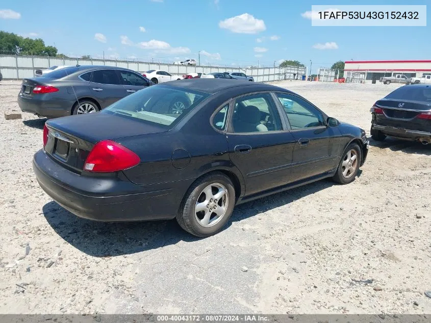 2003 Ford Taurus Se VIN: 1FAFP53U43G152432 Lot: 40043172