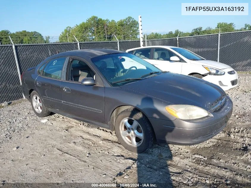 2003 Ford Taurus Ses VIN: 1FAFP55UX3A163192 Lot: 40068060