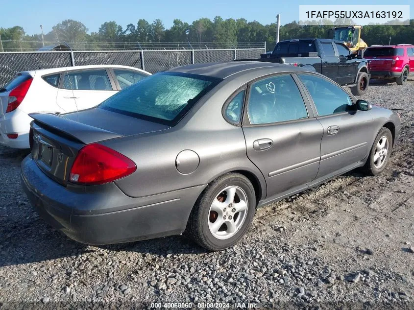 2003 Ford Taurus Ses VIN: 1FAFP55UX3A163192 Lot: 40068060