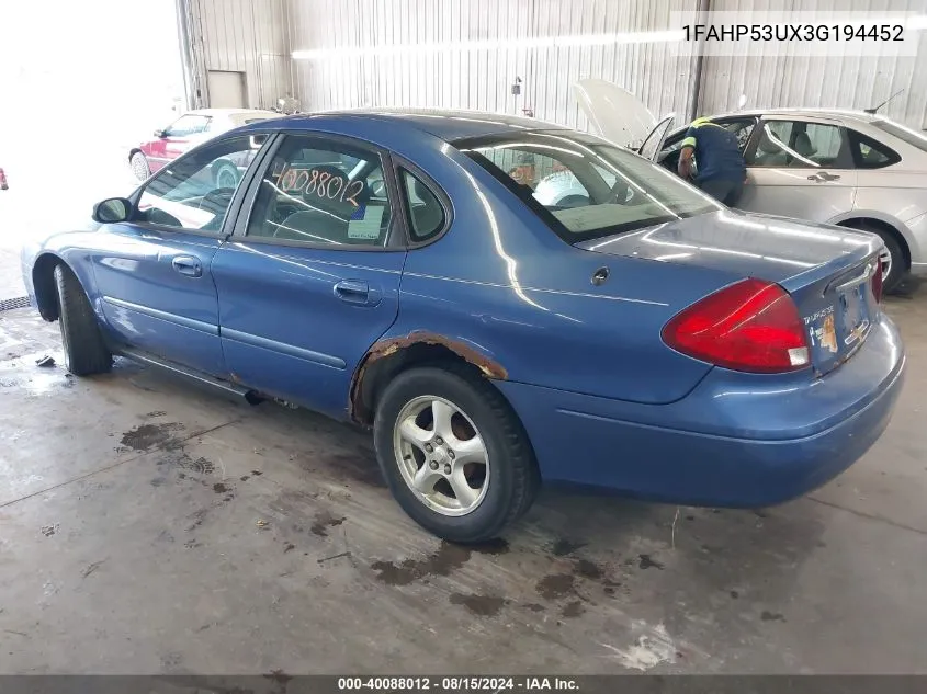 1FAHP53UX3G194452 2003 Ford Taurus Se