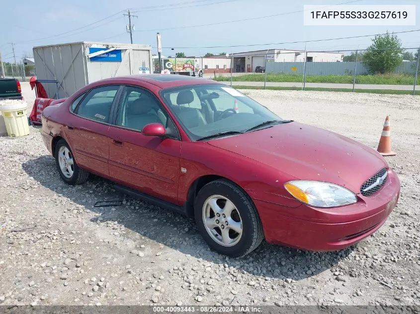 2003 Ford Taurus Ses VIN: 1FAFP55S33G257619 Lot: 40093443