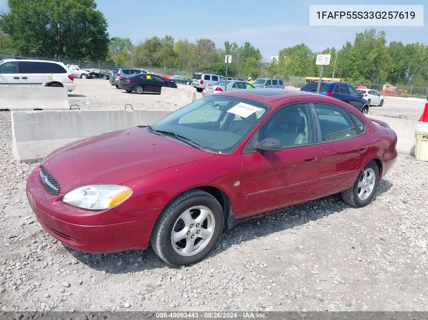 2003 Ford Taurus Ses VIN: 1FAFP55S33G257619 Lot: 40093443