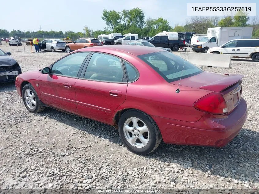 2003 Ford Taurus Ses VIN: 1FAFP55S33G257619 Lot: 40093443