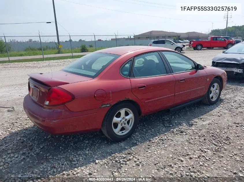 2003 Ford Taurus Ses VIN: 1FAFP55S33G257619 Lot: 40093443