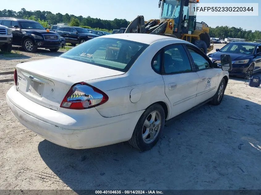 2003 Ford Taurus Ses VIN: 1FAFP55233G220344 Lot: 40104635