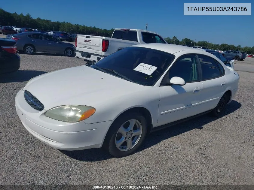 2003 Ford Taurus Ses VIN: 1FAHP55U03A243786 Lot: 40130213