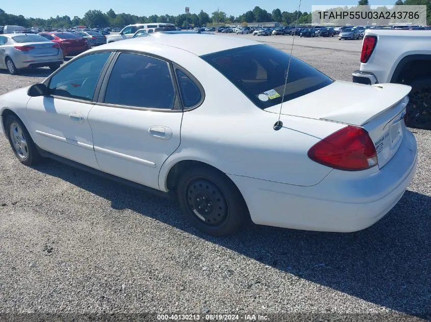 2003 Ford Taurus Ses VIN: 1FAHP55U03A243786 Lot: 40130213