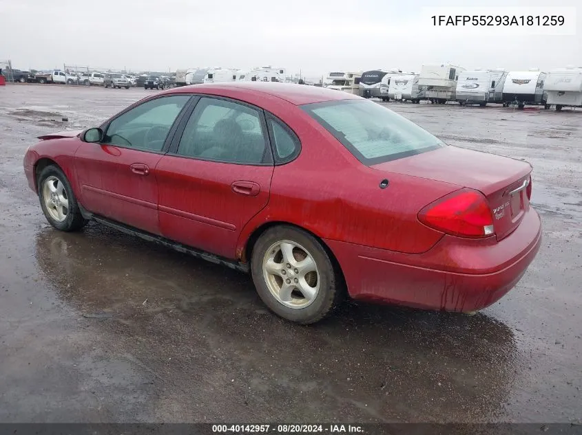 2003 Ford Taurus Ses VIN: 1FAFP55293A181259 Lot: 40142957