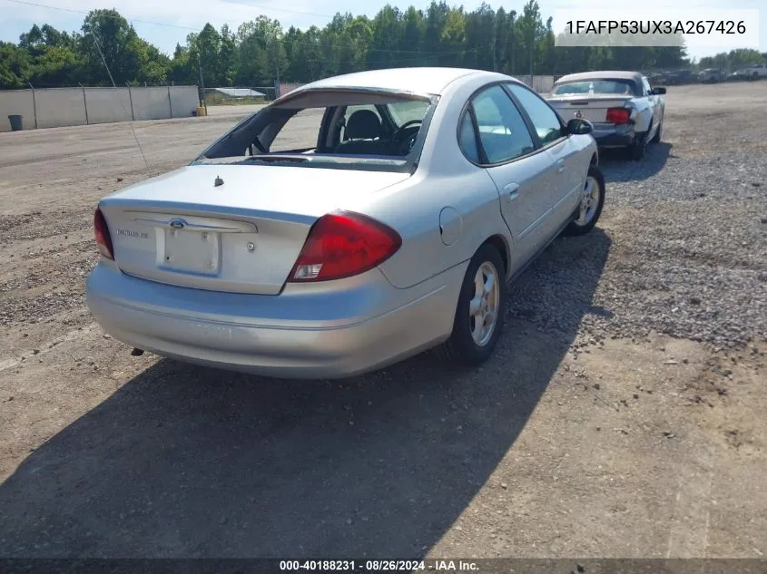 2003 Ford Taurus Se VIN: 1FAFP53UX3A267426 Lot: 40188231