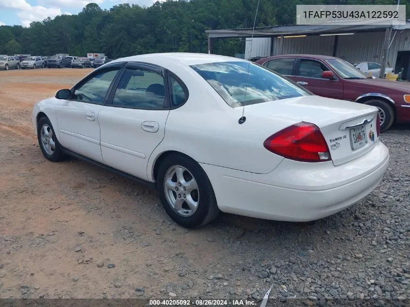 2003 Ford Taurus Se VIN: 1FAFP53U43A122592 Lot: 40205092