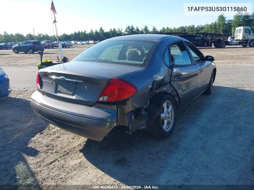 2003 Ford Taurus Se VIN: 1FAFP53U53G115860 Lot: 40249470