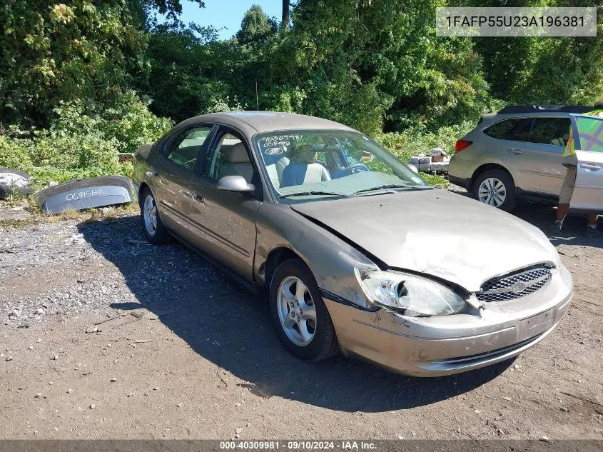 2003 Ford Taurus Ses VIN: 1FAFP55U23A196381 Lot: 40309981