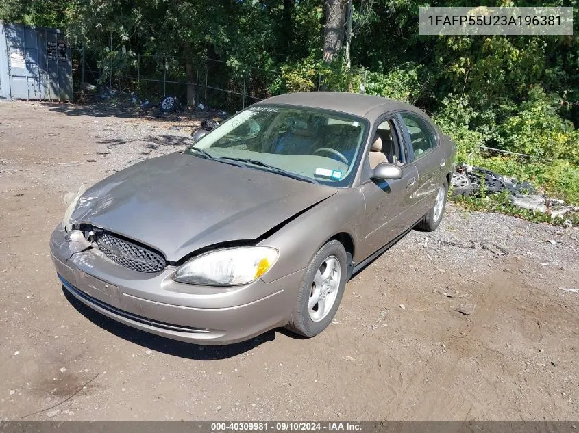 2003 Ford Taurus Ses VIN: 1FAFP55U23A196381 Lot: 40309981