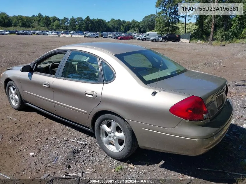 2003 Ford Taurus Ses VIN: 1FAFP55U23A196381 Lot: 40309981