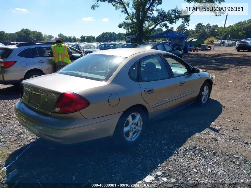 2003 Ford Taurus Ses VIN: 1FAFP55U23A196381 Lot: 40309981