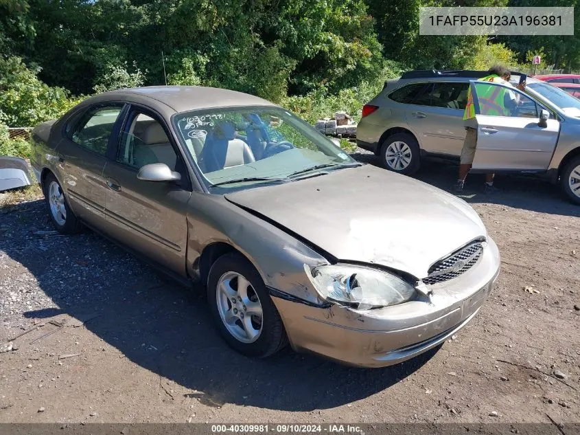 2003 Ford Taurus Ses VIN: 1FAFP55U23A196381 Lot: 40309981