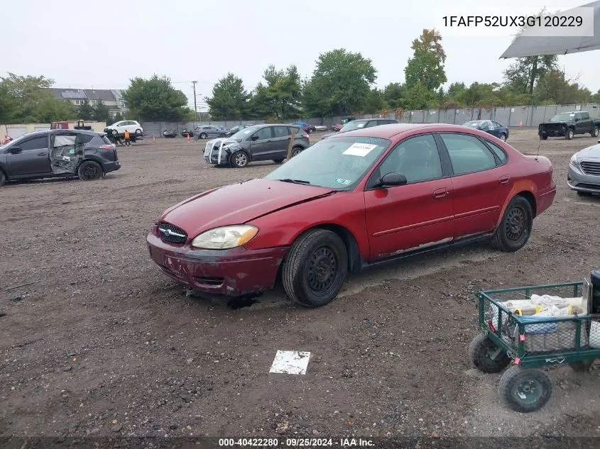 2003 Ford Taurus Lx VIN: 1FAFP52UX3G120229 Lot: 40422280