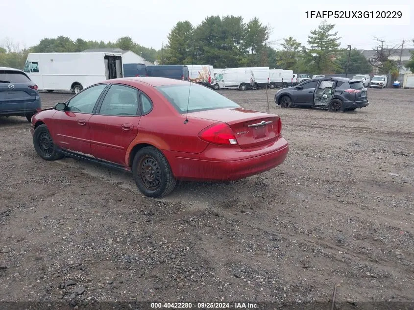 2003 Ford Taurus Lx VIN: 1FAFP52UX3G120229 Lot: 40422280