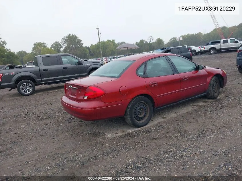 2003 Ford Taurus Lx VIN: 1FAFP52UX3G120229 Lot: 40422280