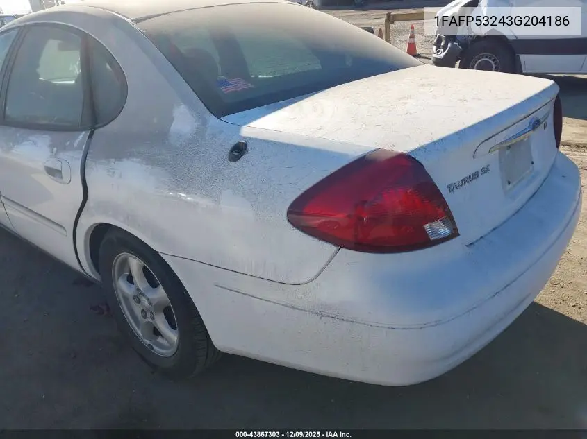 1FAFP53243G204186 2003 Ford Taurus Se