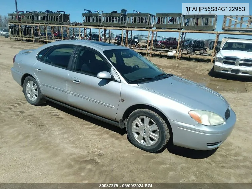 2004 Ford Taurus Sel VIN: 1FAHP56S84G122953 Lot: 30037275