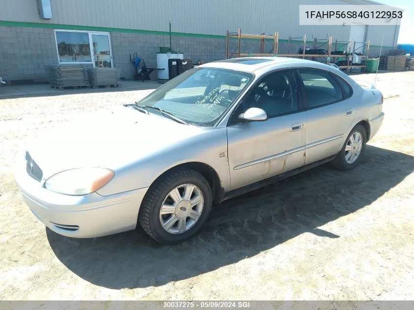 2004 Ford Taurus Sel VIN: 1FAHP56S84G122953 Lot: 30037275