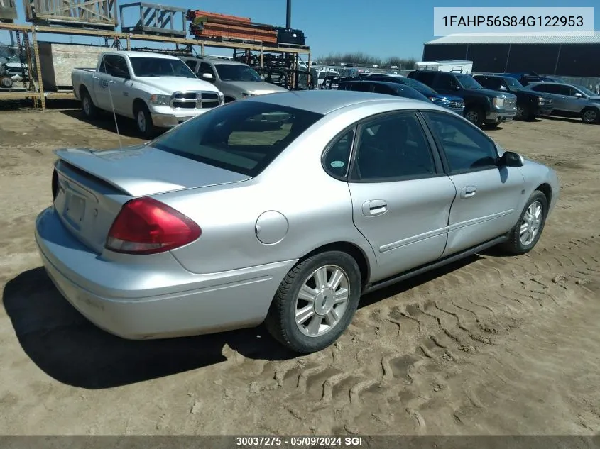 2004 Ford Taurus Sel VIN: 1FAHP56S84G122953 Lot: 30037275