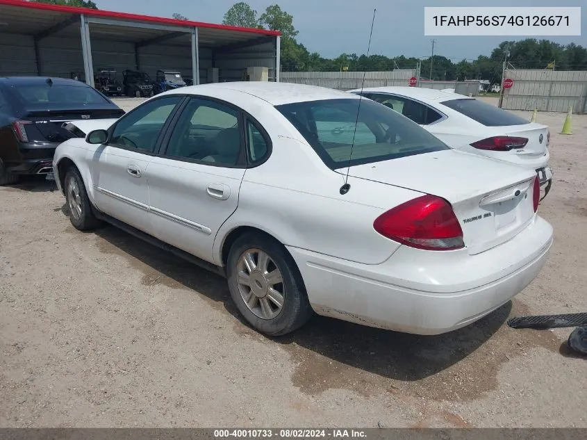 2004 Ford Taurus Sel VIN: 1FAHP56S74G126671 Lot: 40010733