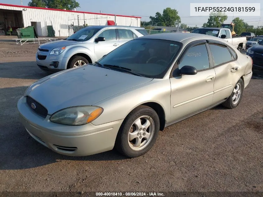 2004 Ford Taurus Ses VIN: 1FAFP55224G181599 Lot: 40018410