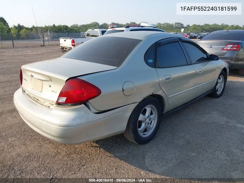 2004 Ford Taurus Ses VIN: 1FAFP55224G181599 Lot: 40018410