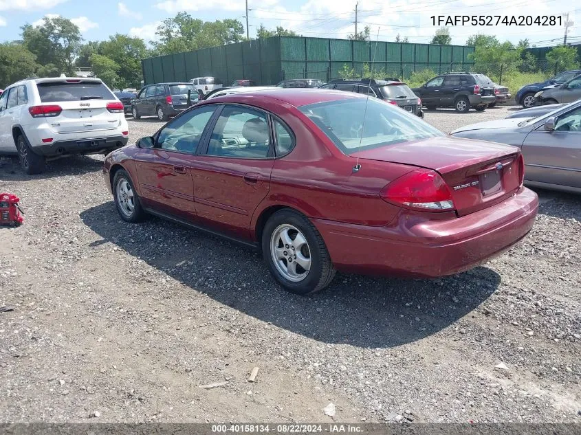 2004 Ford Taurus Ses VIN: 1FAFP55274A204281 Lot: 40158134