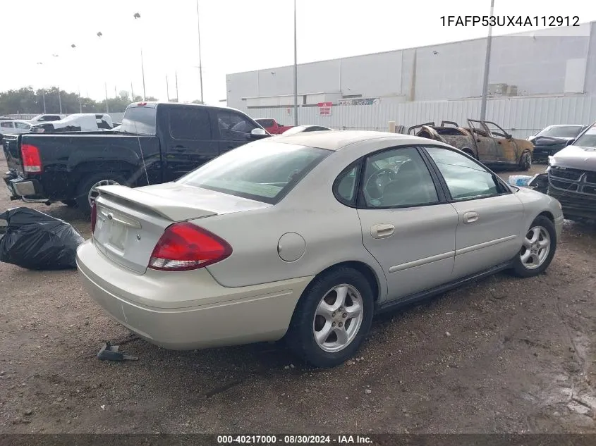 2004 Ford Taurus Se VIN: 1FAFP53UX4A112912 Lot: 40217000