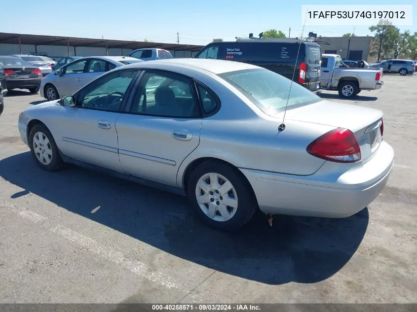 2004 Ford Taurus Se VIN: 1FAFP53U74G197012 Lot: 40258571