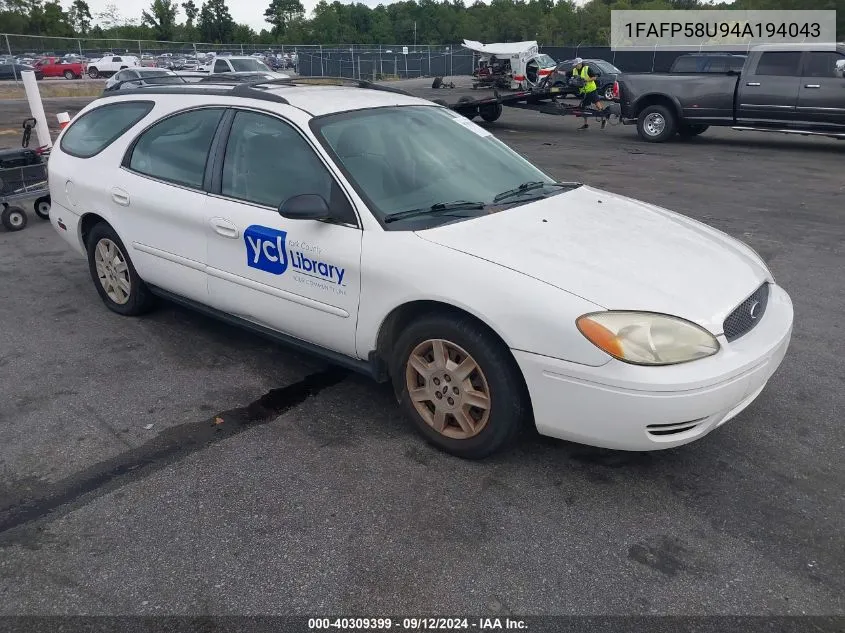 2004 Ford Taurus Se VIN: 1FAFP58U94A194043 Lot: 40309399