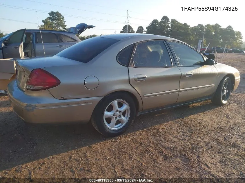 2004 Ford Taurus Ses VIN: 1FAFP55S94G174326 Lot: 40315933