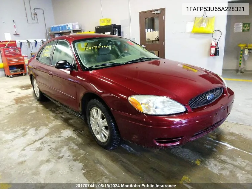 2005 Ford Taurus Se VIN: 1FAFP53U65A228321 Lot: 20170744