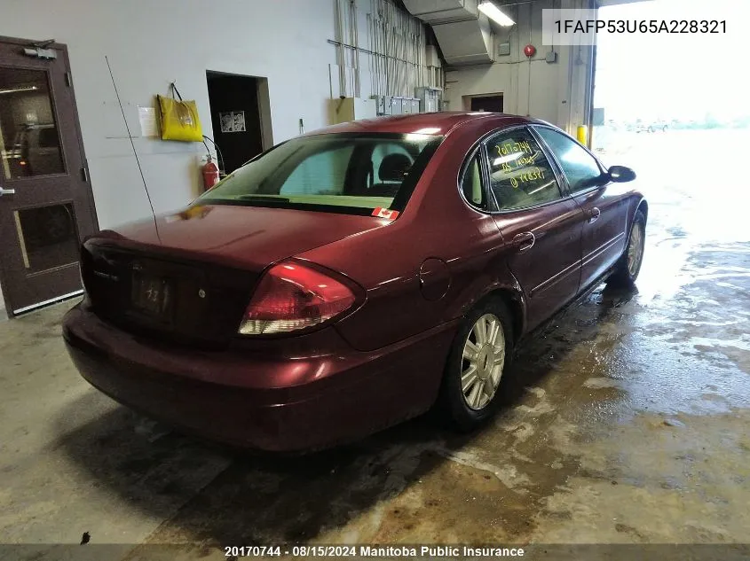 2005 Ford Taurus Se VIN: 1FAFP53U65A228321 Lot: 20170744