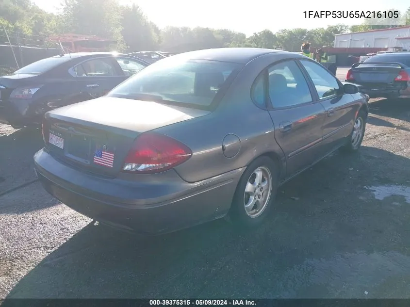 2005 Ford Taurus Se VIN: 1FAFP53U65A216105 Lot: 39375315