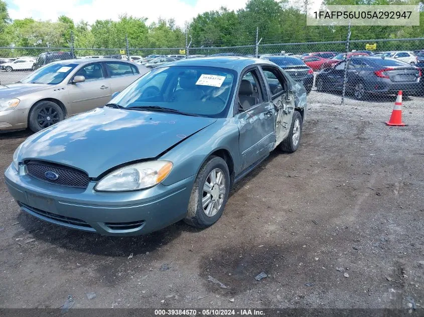 2005 Ford Taurus Sel VIN: 1FAFP56U05A292947 Lot: 39384570