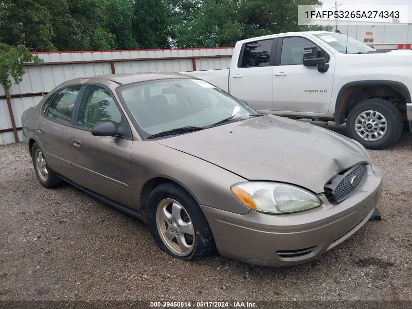 2005 Ford Taurus Se VIN: 1FAFP53265A274343 Lot: 39450814