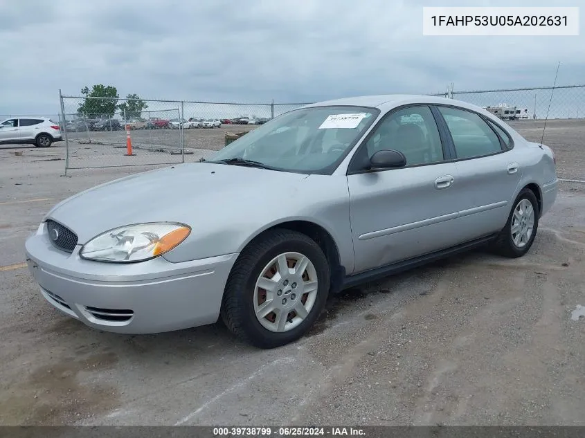 2005 Ford Taurus Se VIN: 1FAHP53U05A202631 Lot: 39738799