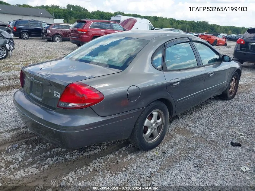 2005 Ford Taurus Se VIN: 1FAFP53265A199403 Lot: 39945859